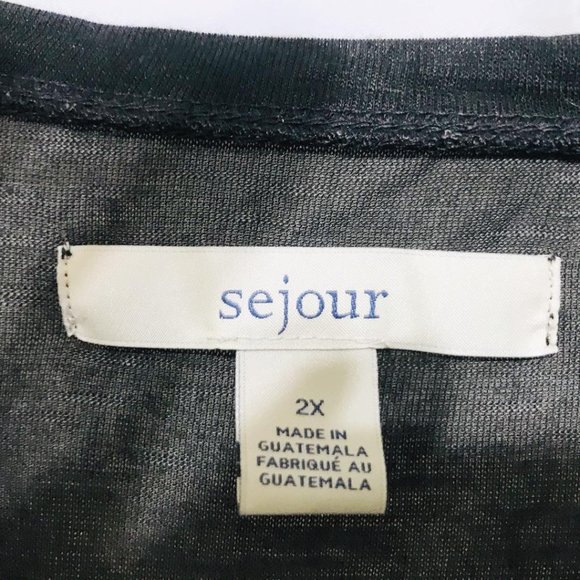 Sejour 2X Semi Sheer Short Sleeve V Neck T Shirt NWT - Picture 3 of 8